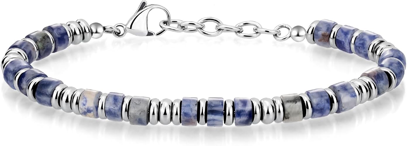 Mens Bracelet, Boho Stainless Steel Bracelets for Men, Beaded Bracelets, Jewelry Gifts for Husband, Father, Friends