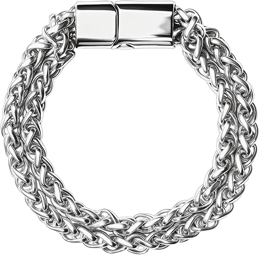 Mens Cuban Link Black Chain Bracelet, Stylish Jewelry, Gift for Husband Dad Son Boyfriend