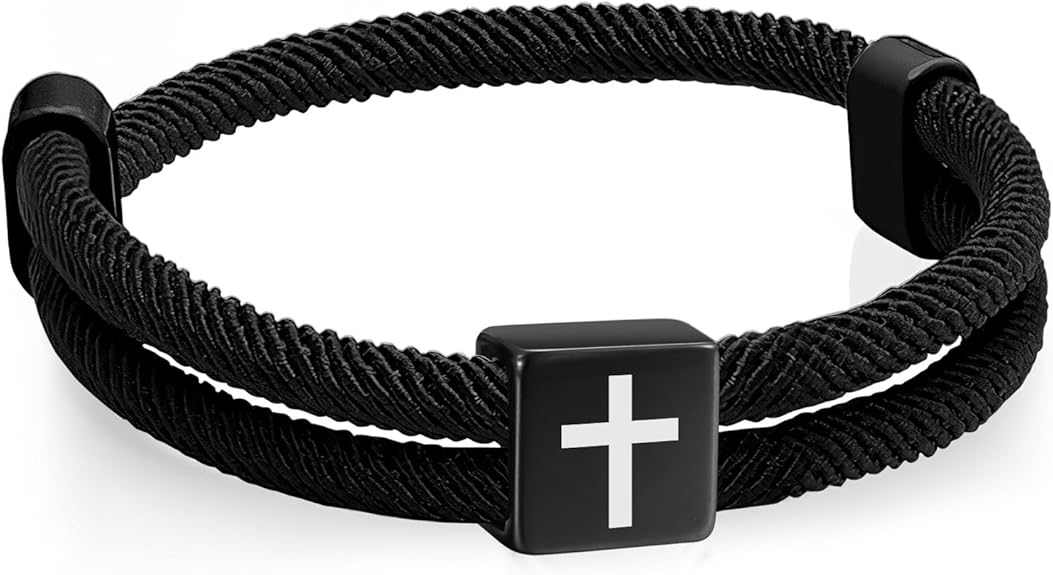 TempBeau Braided Men Rope Cross Bracelet - Adjustable Tree of Life Cord Surfing Bracelet, Handmade Nautical Navy Marine String Bracelet with Metal Knot, Easter Women Bracelets Gifts