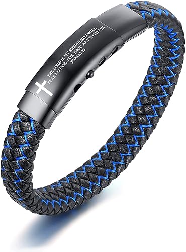 VNOX Men's Inspirational Mantra Engarved Handmade Braided Leather Adjustable Cuff Bangle Bracelet Encouragement Motivational Gift for Men