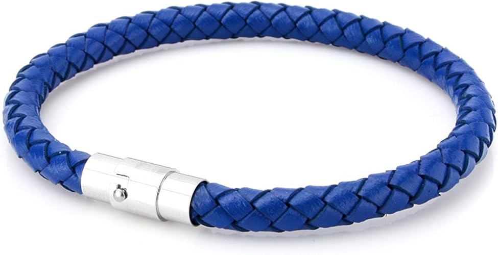JEWELRIESHOP Braided Leather Bracelets for Mens Women Woven Wrap Bracelet Magnetic Lock Clasp Genuine Leather Bracelet Wristband Vintage Cuff Bracelet Leather Jewelry Friendship Couple Bracelet