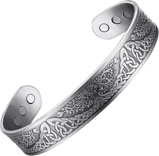 MagEnergy Copper Bracelet for Men Tree of Life 99.99% Pure Copper Bracelet with 3500 Gauss Magnets,Adjustable Cuff Viking Jewelry Gifts