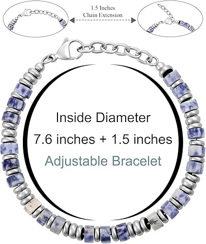Mens Bracelet, Boho Stainless Steel Bracelets for Men, Beaded Bracelets, Jewelry Gifts for Husband, Father, Friends