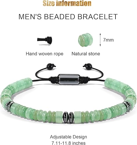 VIBILIA Healing Crystal Bracelets Beaded Bracelets for Men Women Natural Stone Adjustable Bracelets Unique Gifts for Father Son Grandfather Brother Friend