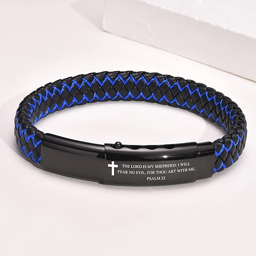 VNOX Men's Inspirational Mantra Engarved Handmade Braided Leather Adjustable Cuff Bangle Bracelet Encouragement Motivational Gift for Men