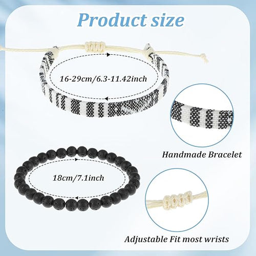 4pcs Beach Bracelet Set for Men Surfer Bracelet Braided Boho Summer Bracelets Adjustable Men’s Bracelet Women Handmade String Rope Jewelry Gifts Birthday Gift