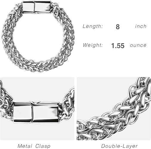 Mens Cuban Link Black Chain Bracelet, Stylish Jewelry, Gift for Husband Dad Son Boyfriend