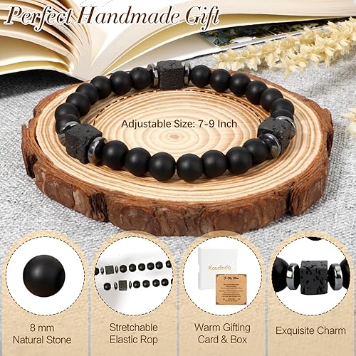 Father Day Gifts from Daughter Son Wife Gifts for Dad Grandpa Men Papa Birthday Gift Best Dad Ever Gift Natural Stone Bracelet Christmas Stuff