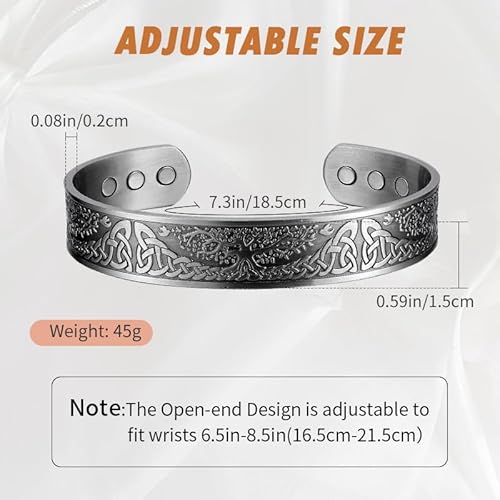 MagEnergy Copper Bracelet for Men Tree of Life 99.99% Pure Copper Bracelet with 3500 Gauss Magnets,Adjustable Cuff Viking Jewelry Gifts