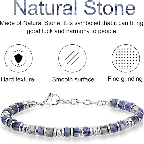 Mens Bracelet, Boho Stainless Steel Bracelets for Men, Beaded Bracelets, Jewelry Gifts for Husband, Father, Friends