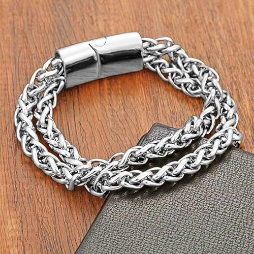 Mens Cuban Link Black Chain Bracelet, Stylish Jewelry, Gift for Husband Dad Son Boyfriend