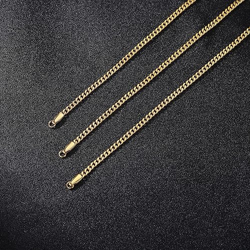 TRUMIUM 18k Gold Plated Link Chain Bracelets for Men Women 3mm Diamond-Cut Mens Gold Cuban Chain Length 7/8/9 inches