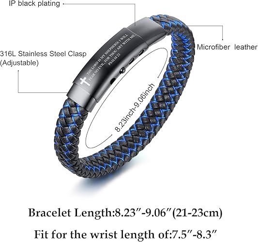 VNOX Men's Inspirational Mantra Engarved Handmade Braided Leather Adjustable Cuff Bangle Bracelet Encouragement Motivational Gift for Men