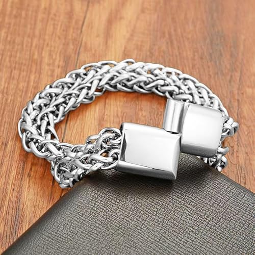 Mens Cuban Link Black Chain Bracelet, Stylish Jewelry, Gift for Husband Dad Son Boyfriend