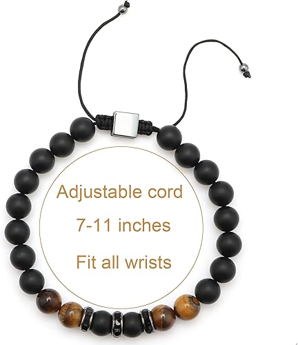 JoycuFF Men's Cool Bracelet for Man Unique Man Jewelry Tiger Eye Stone Bracelet Birthday Christmas Gifts for Him Beaded Braclet for Him