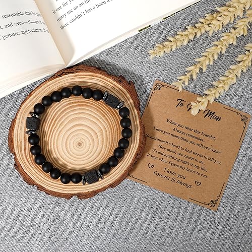 Father Day Gifts from Daughter Son Wife Gifts for Dad Grandpa Men Papa Birthday Gift Best Dad Ever Gift Natural Stone Bracelet Christmas Stuff